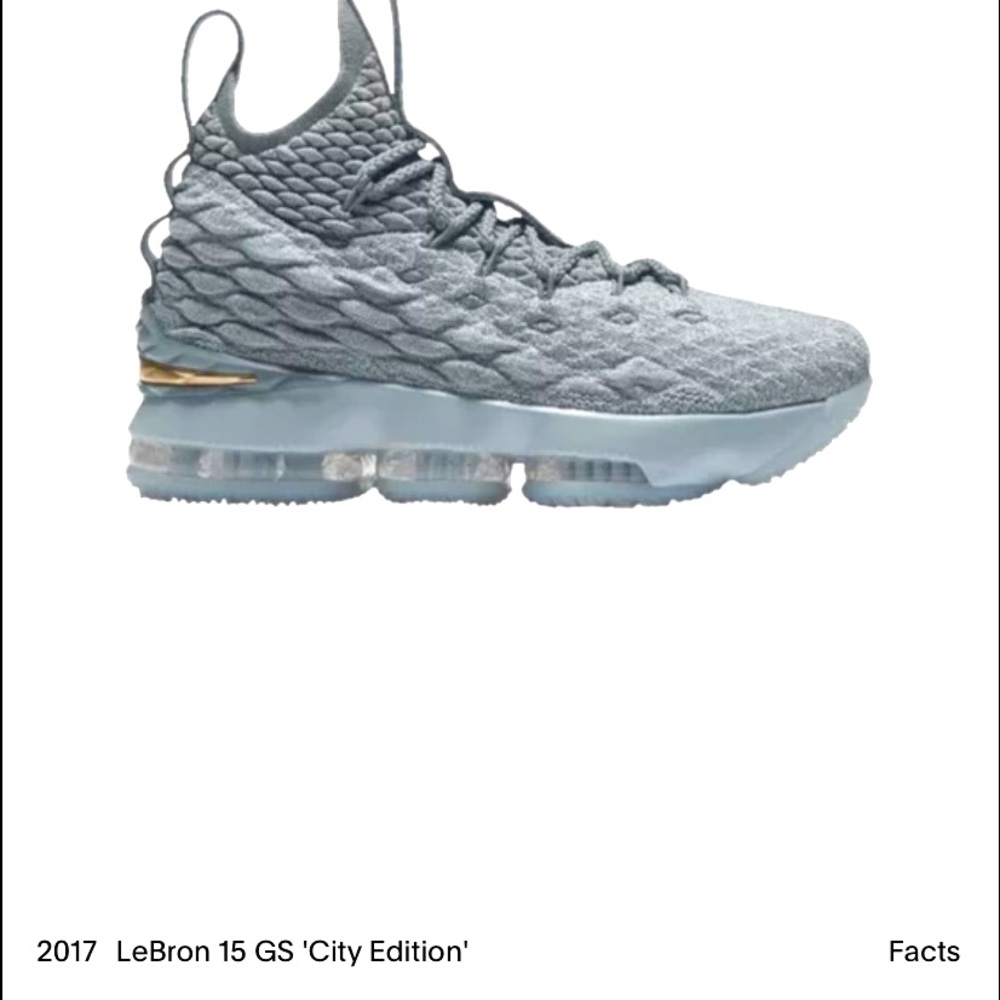 Nike Lebron City Edition GS Wolf Grey/Metallic Gold Pre owned Boy size 4.5Y